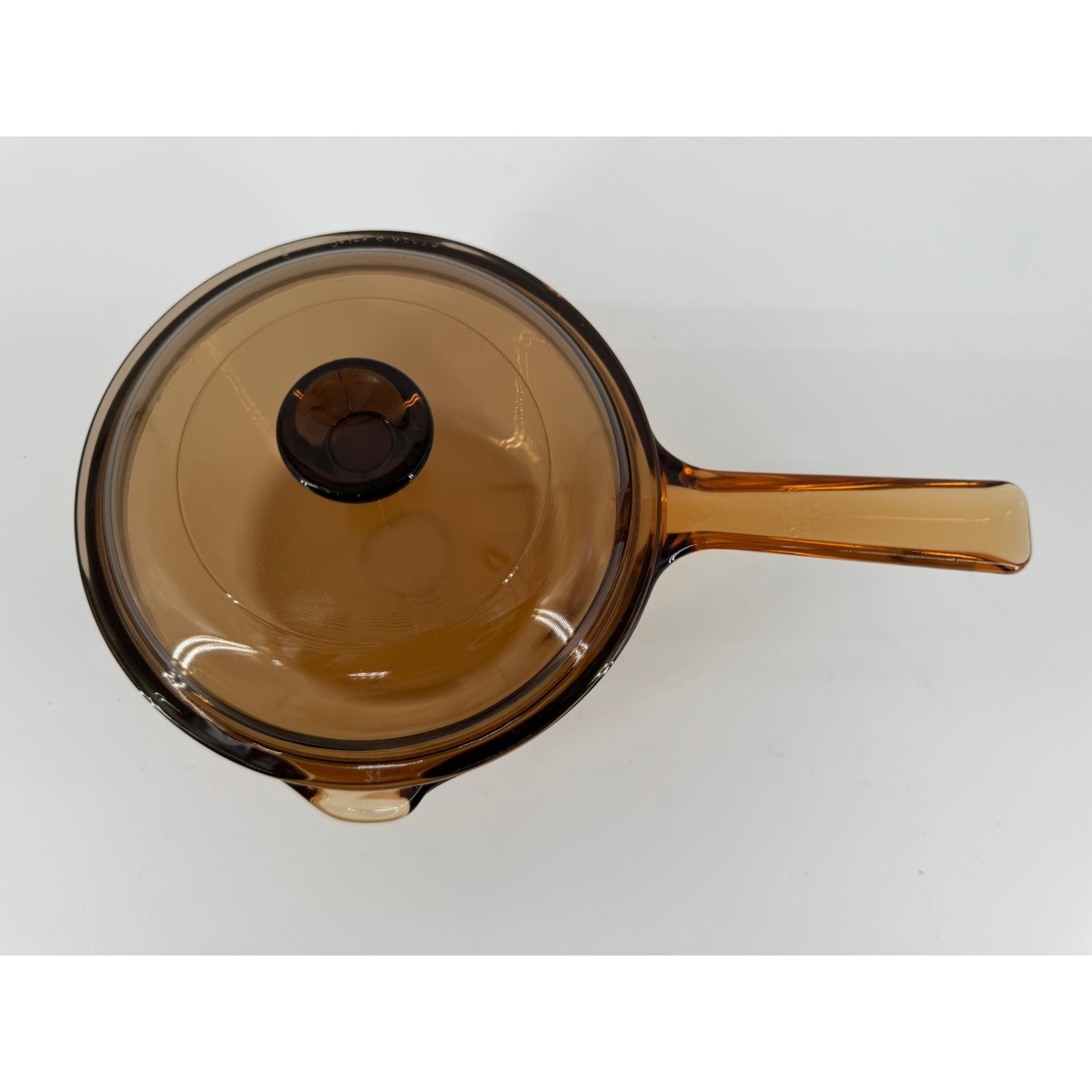 Corning Visions 1L Amber Glass Saucepan V-1-C Lid USA Vintage Pyroceram 1 Liter