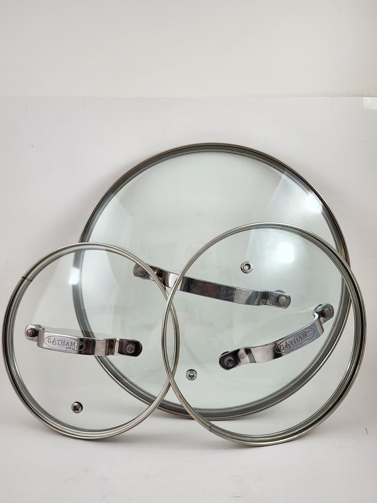 Gotham Steel Replacement Lid 9.25″ 7″ 6″ Tempered Glass Stainless Steel Set 3