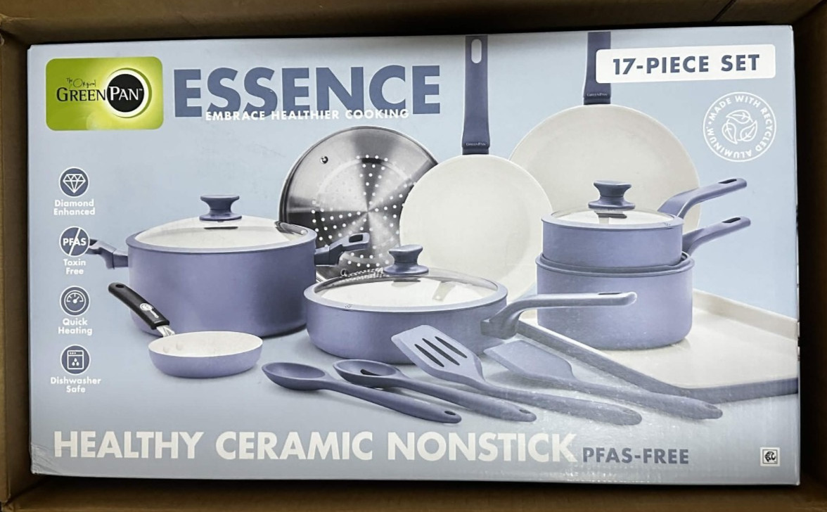 GreenPan Essence 17-Piece Ceramic Nonstick Cookware – Toxin-Free