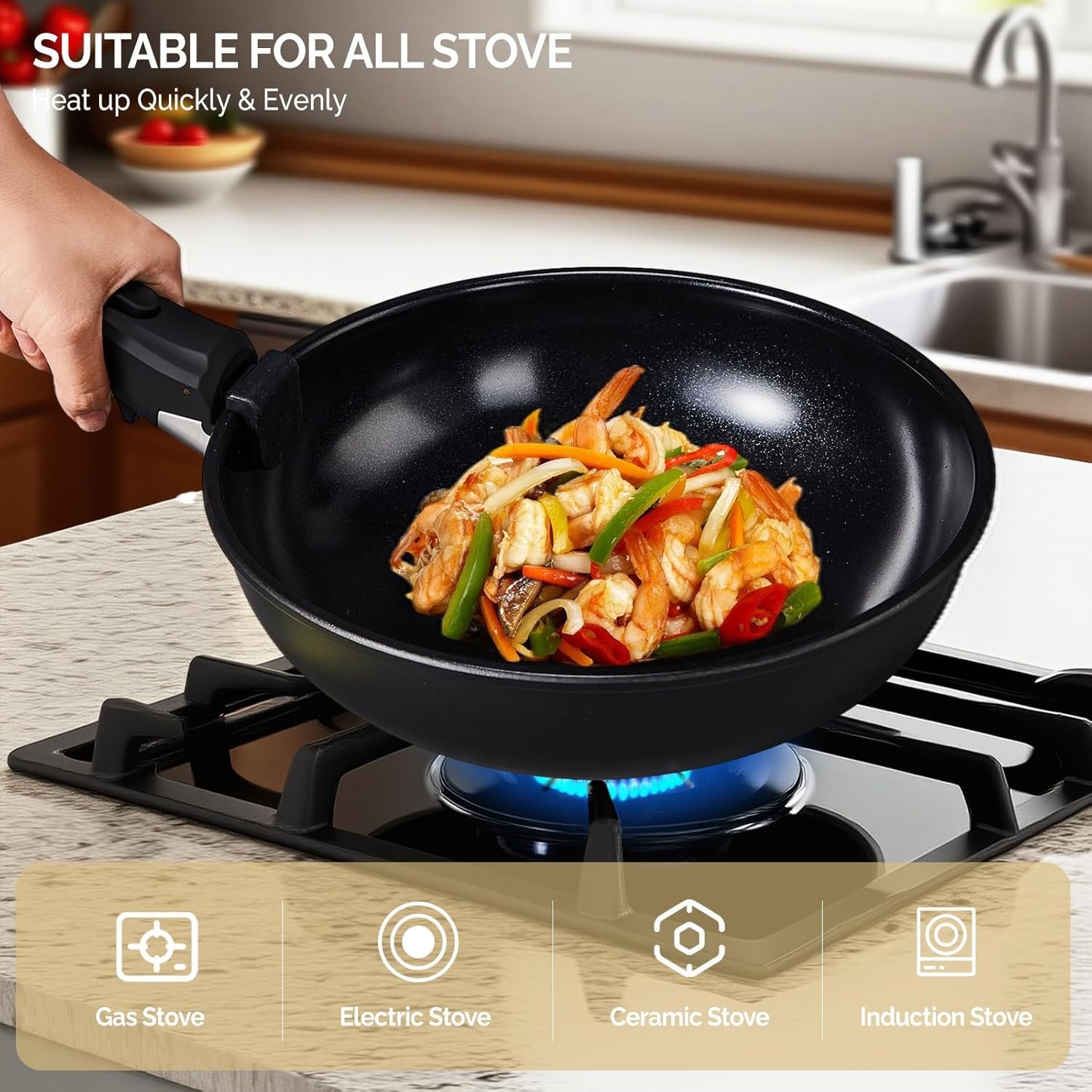 23 Pcs Cookware Set Nonstick Pots and Pans with Glass Lids, Dishwasher Safe