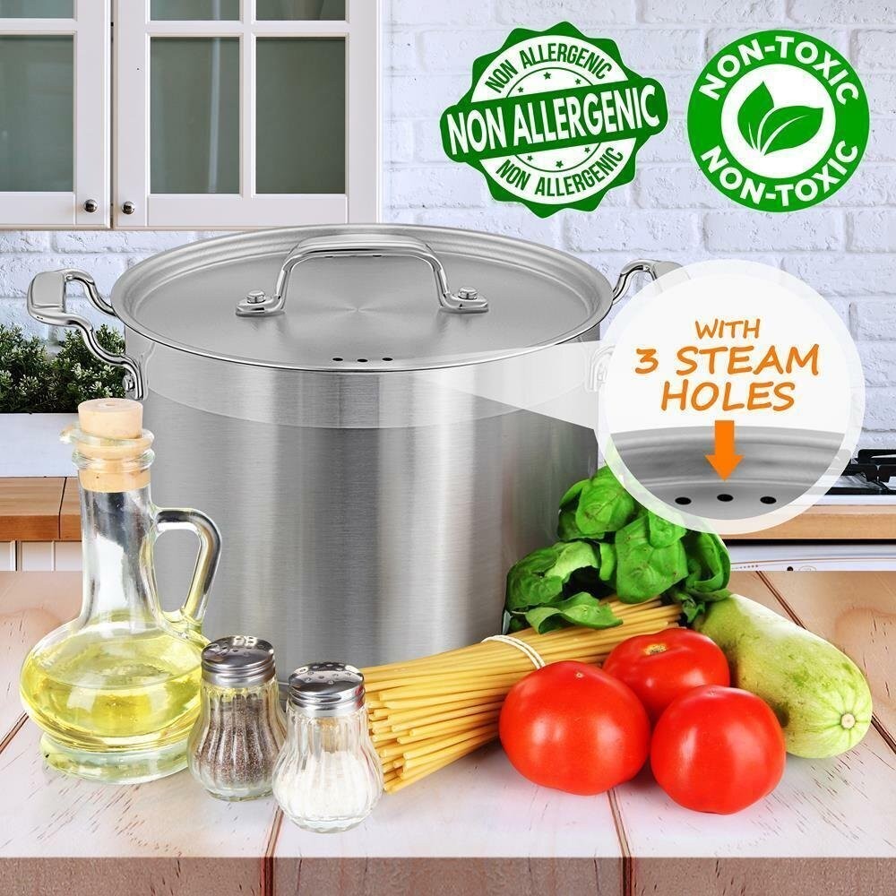 NutriChef 8QT Non-toxic Stainless Steel Stockpot, Heavy-Duty Induction Pot