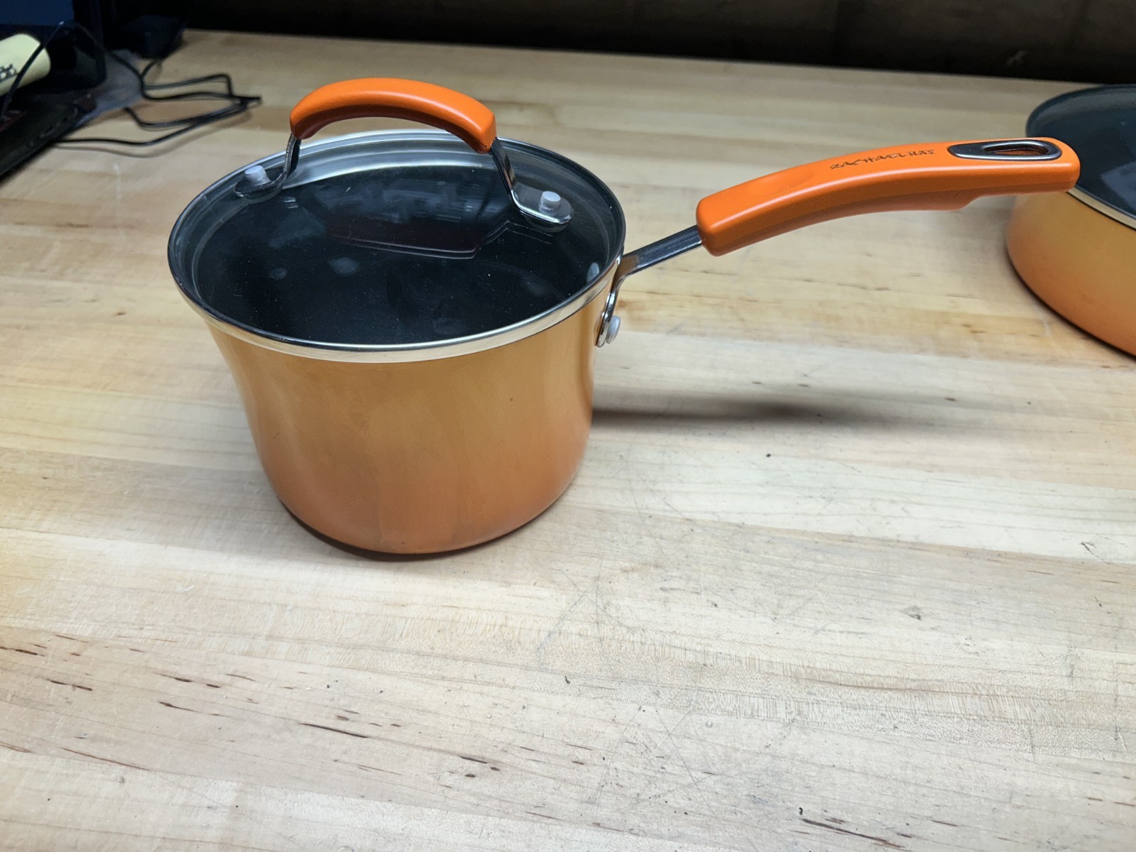 RACHAEL RAY Cookware Orange Ombre’ 3 PAN SET w/ Lids