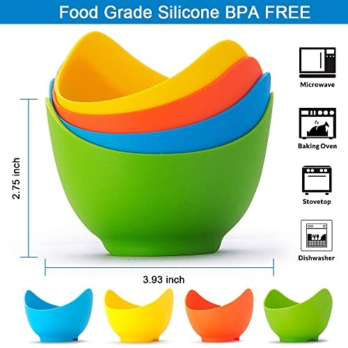 4 Pack Silicone Egg Poacher Cups Nonstick Cooking Molds for Stovetop Air Fryer