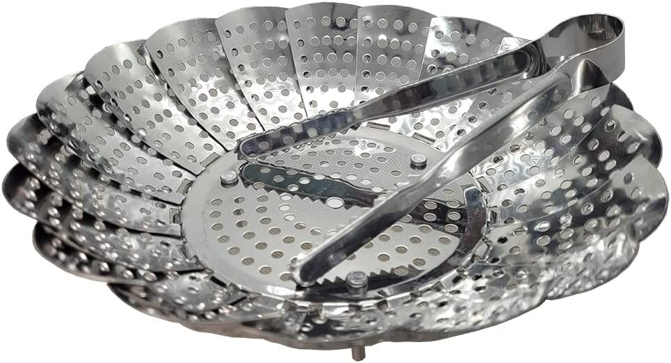 Adjustable Stainless Steel Steamer Basket Fits Various Pot Sizes 5.1″-8.6″