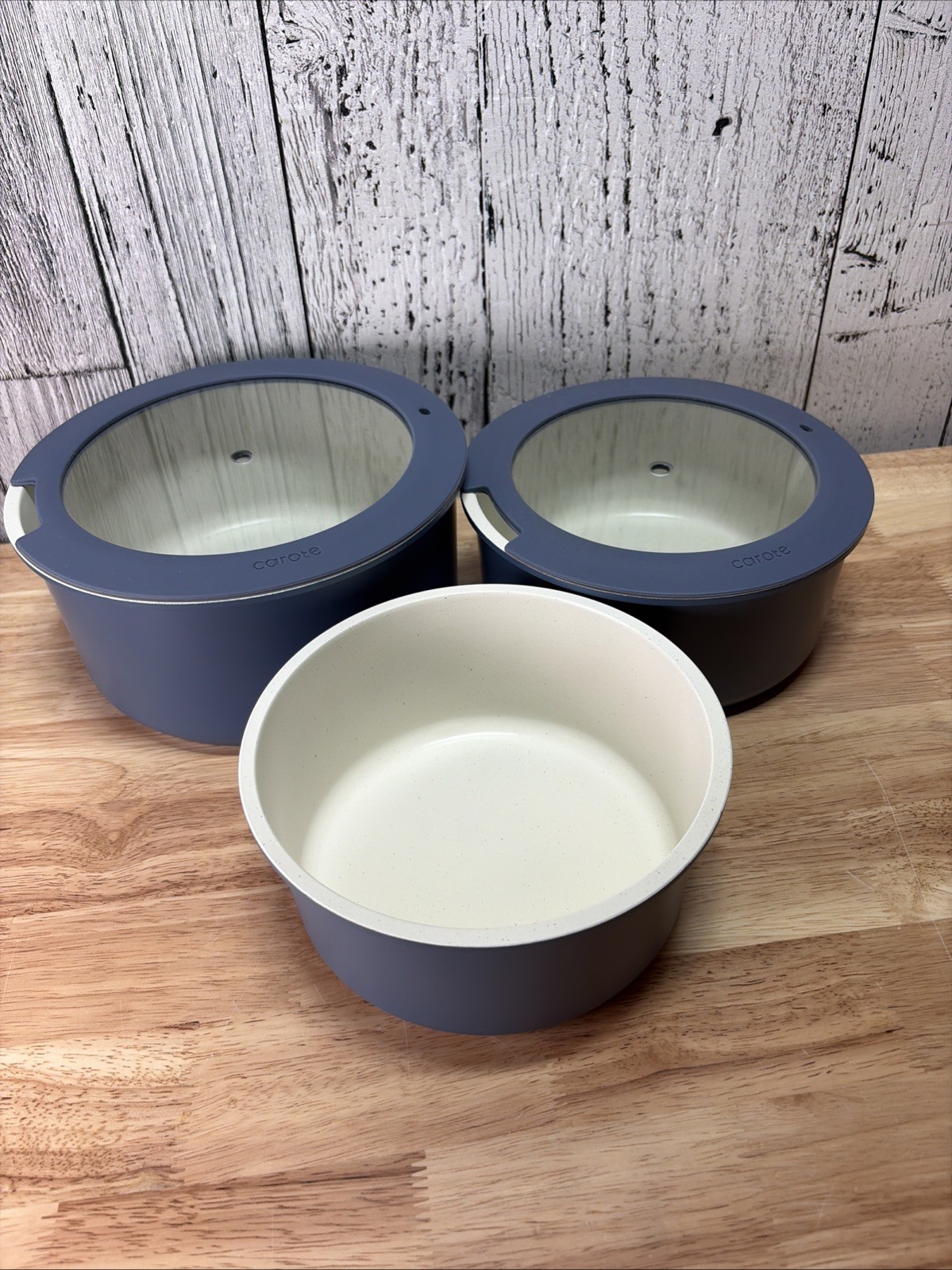 CAROTE 6 Piece Sauce Pan Set Blue With Detachable Handle