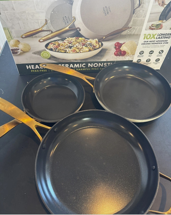 GreenPan Jewel 3-Piece Hard Anodized Ceramic Non-Stick Skillet Set NEW