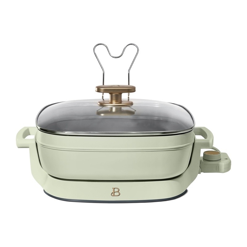 5-in-1 Electric Skillet Non-Stick Expandable Cookware W/ Glass Lid 1500W New