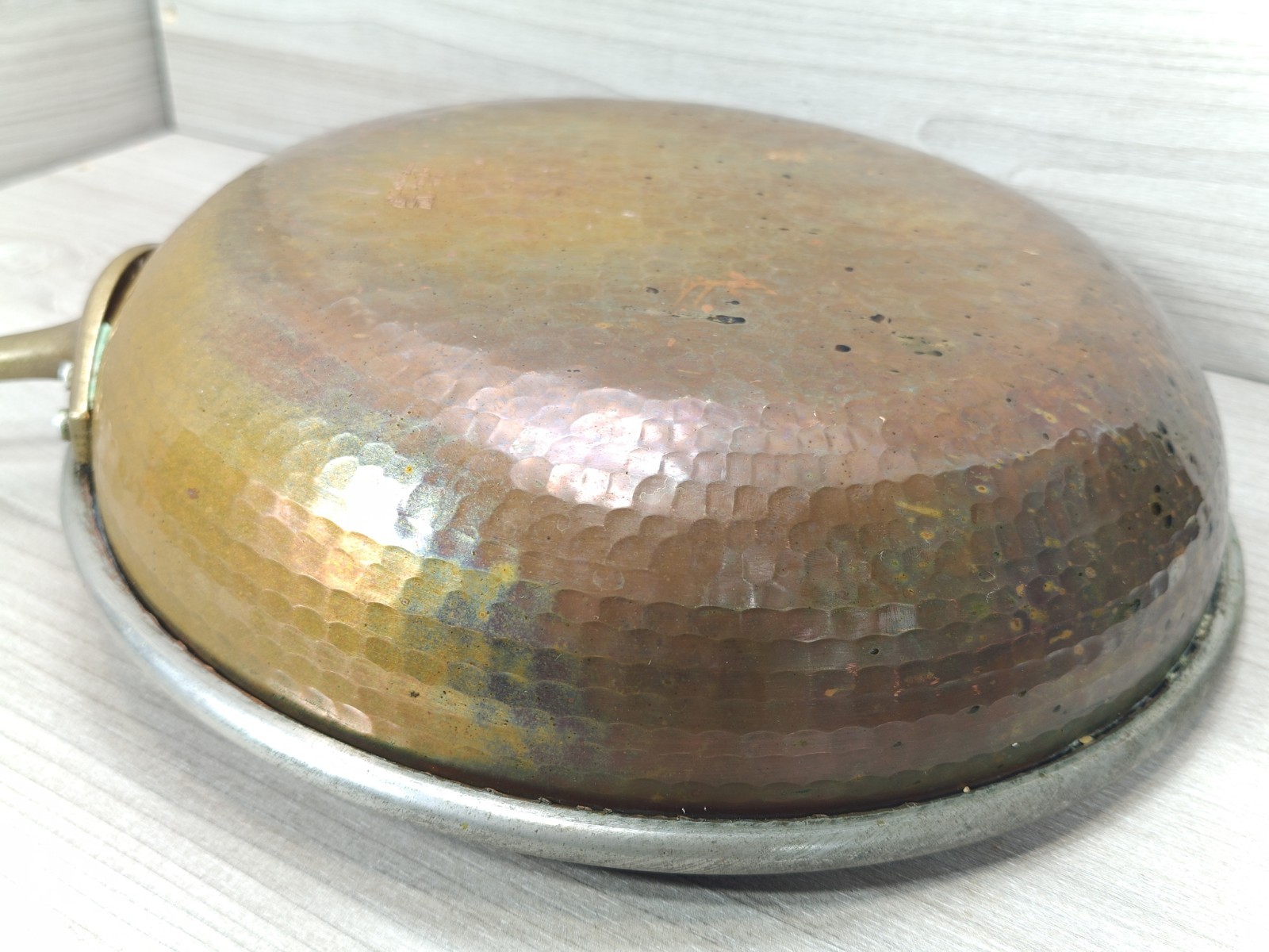 CU ARTIGIANA Hammered Copper 11.5″ IN SAUCIER Pan W/ Tin Lining Made In Italy
