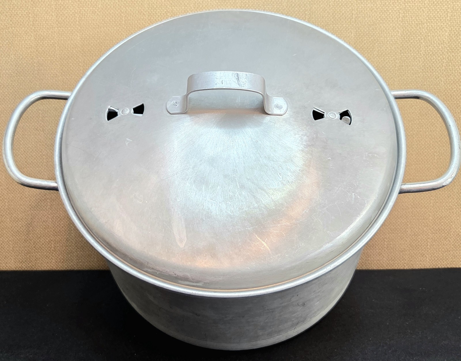 Vintage Leyse Aluminum 8 Qt. Stock Pot Cooker Steamer Insert Lid W/ Pamphlet USA