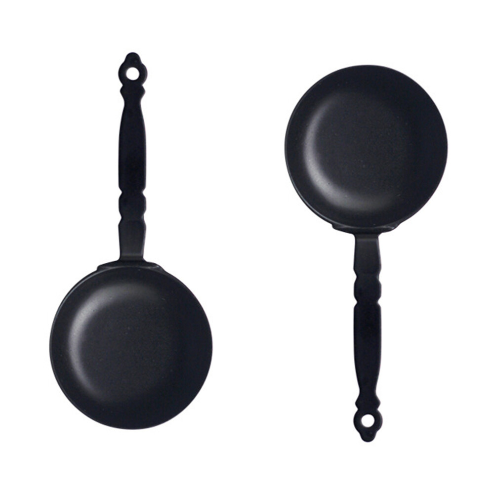 2PCS Miniature Cookware Pretend Play Frying Pan Miniature Cast Iron Skillet
