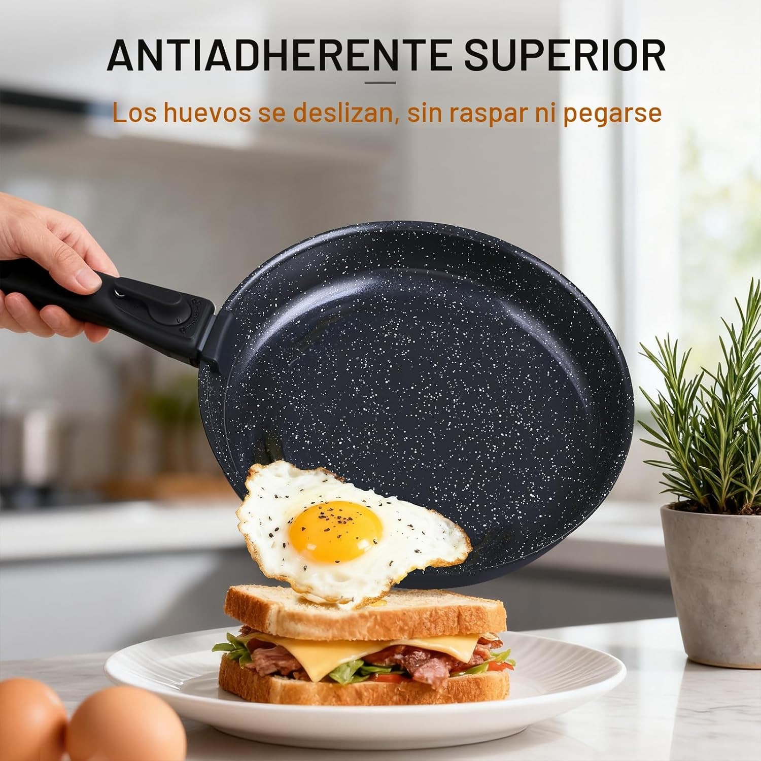 21-Piece Ceramic Pots and Pans Set Non Stick with Detachable Handles and Egg Fry