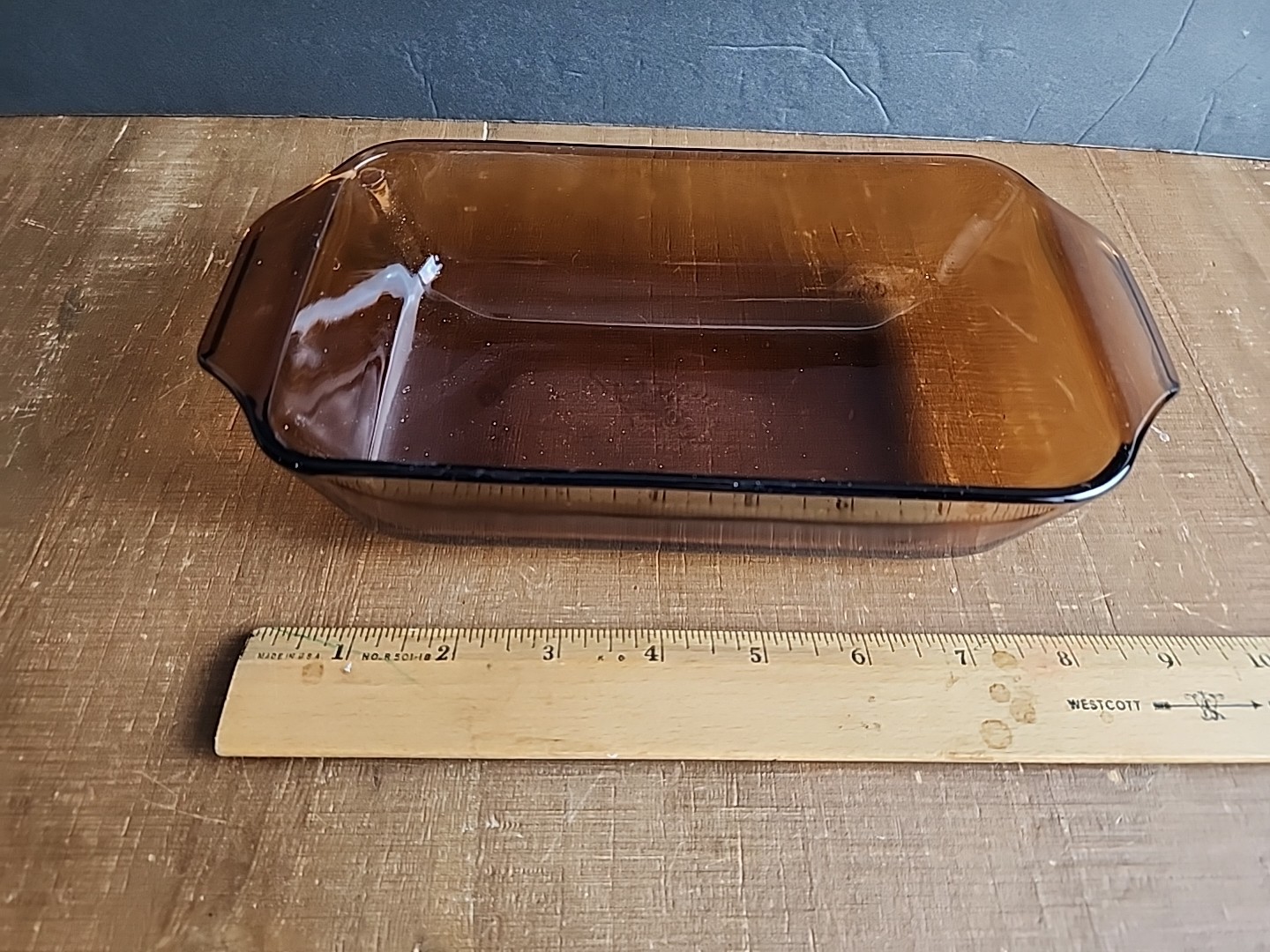 Anchor Hocking Amber Glass Baking Pan Dish Loaf Pan #442 1.5 PT.
