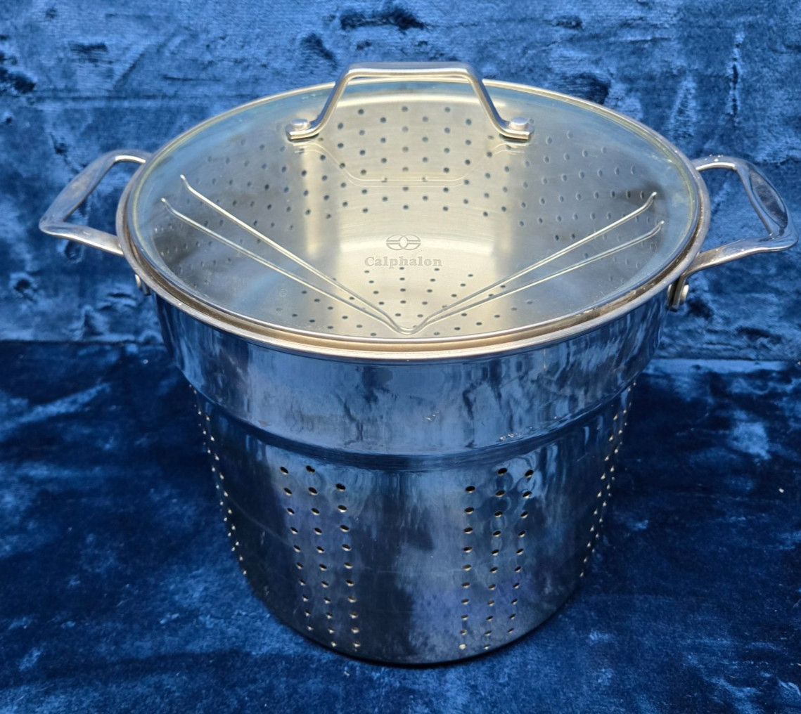 Calphalon 8qt Classic Stainless Steel Steamer Basket Pasta Insert with Lid