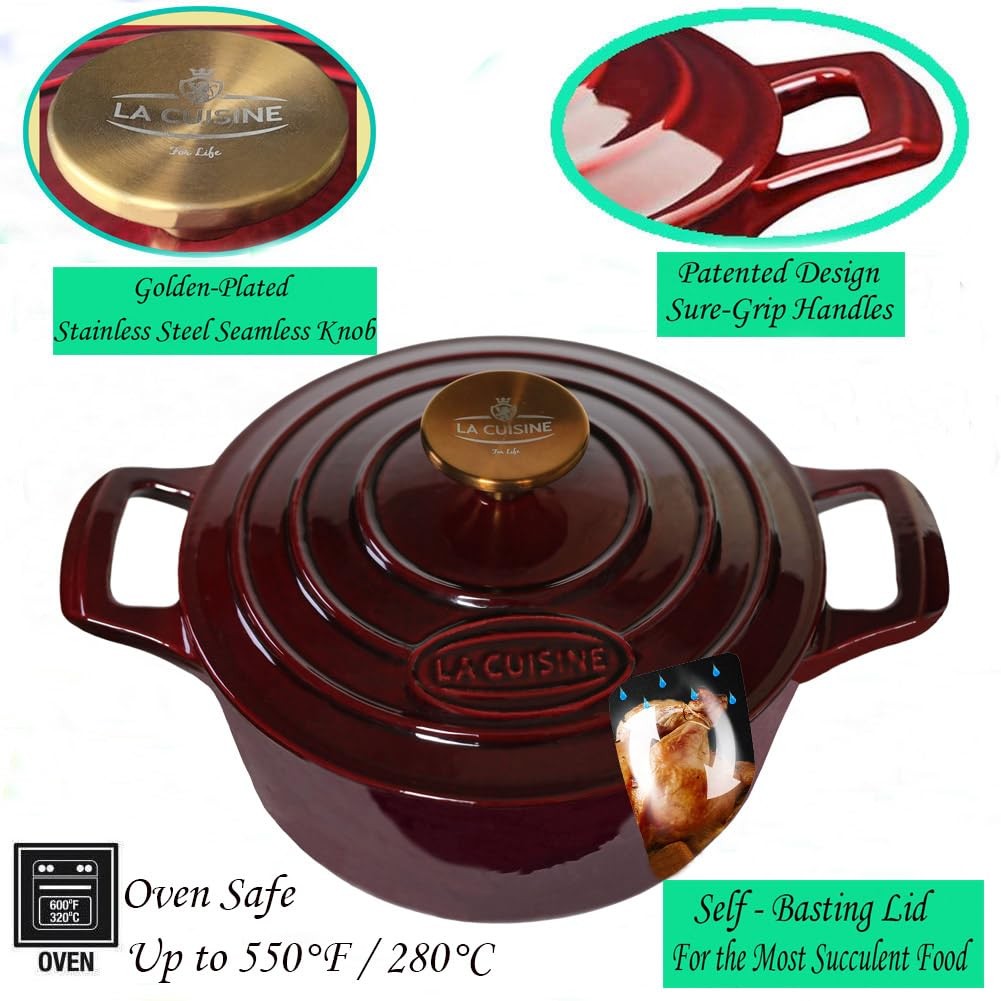 La Cuisine For Life La Cuisine Enameled Cast Iron Dutch Oven Casserole Pot Lid