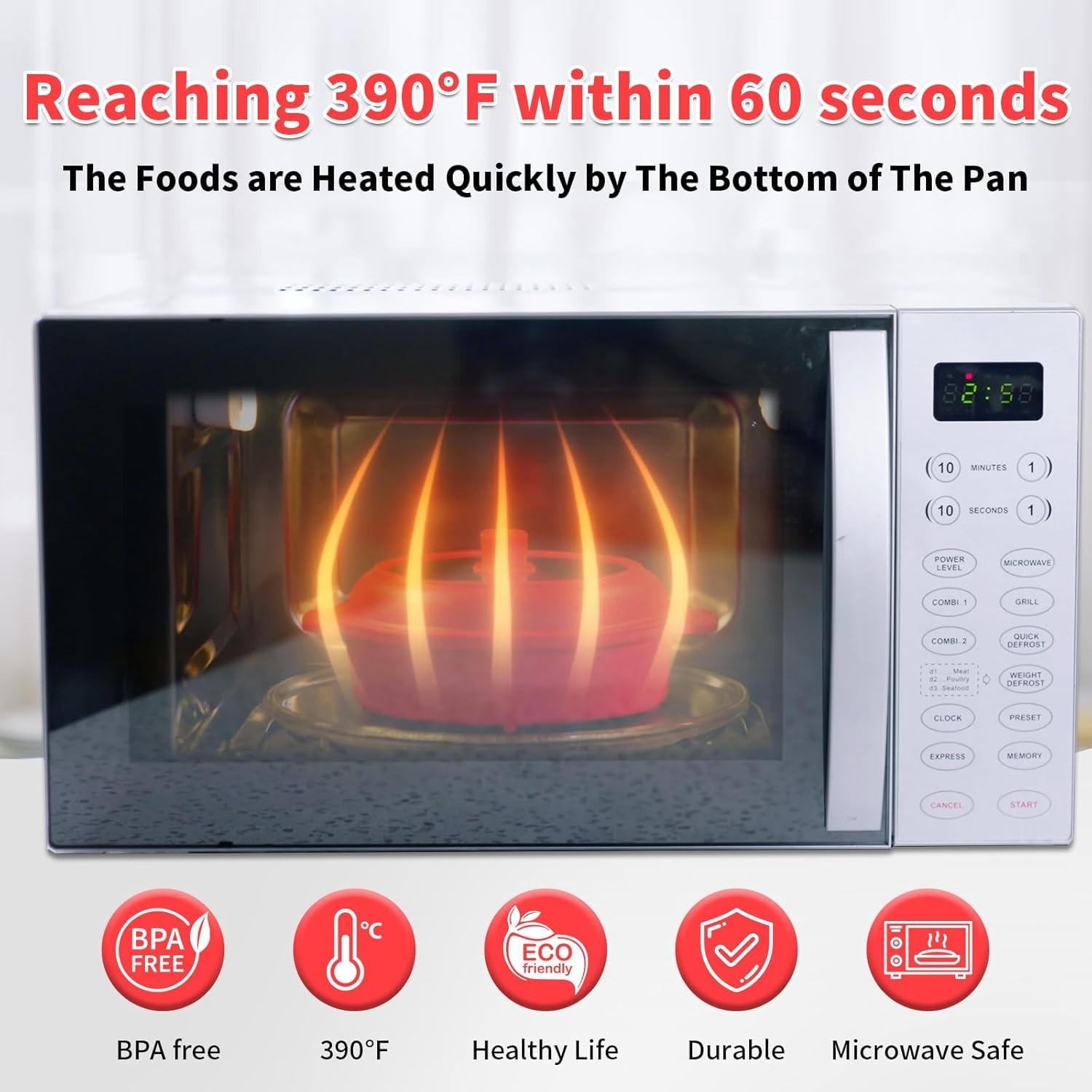 Microwave Grill Pan, Fry Griddle Crisper Pan with Lid for Grilling Browning a…