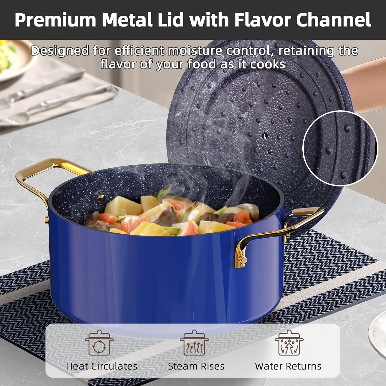 Nuwave Lux LE 13-Pc Cookware Set with Elegant Gold Handle, Diamond Infused Ceram