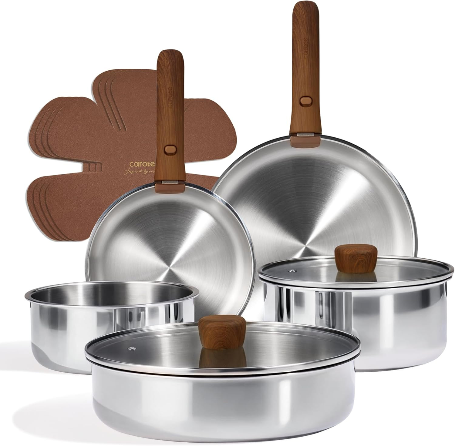 13 PCS Tri-Ply Stainless Steel Cookware Set, Induction Oven Safe