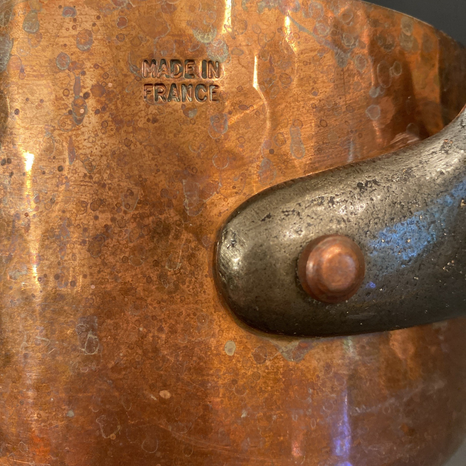 Vtg Hammered Copper Sauté Sauce Pan Pot 6.5” x 3.75” Stamped “Made In France”