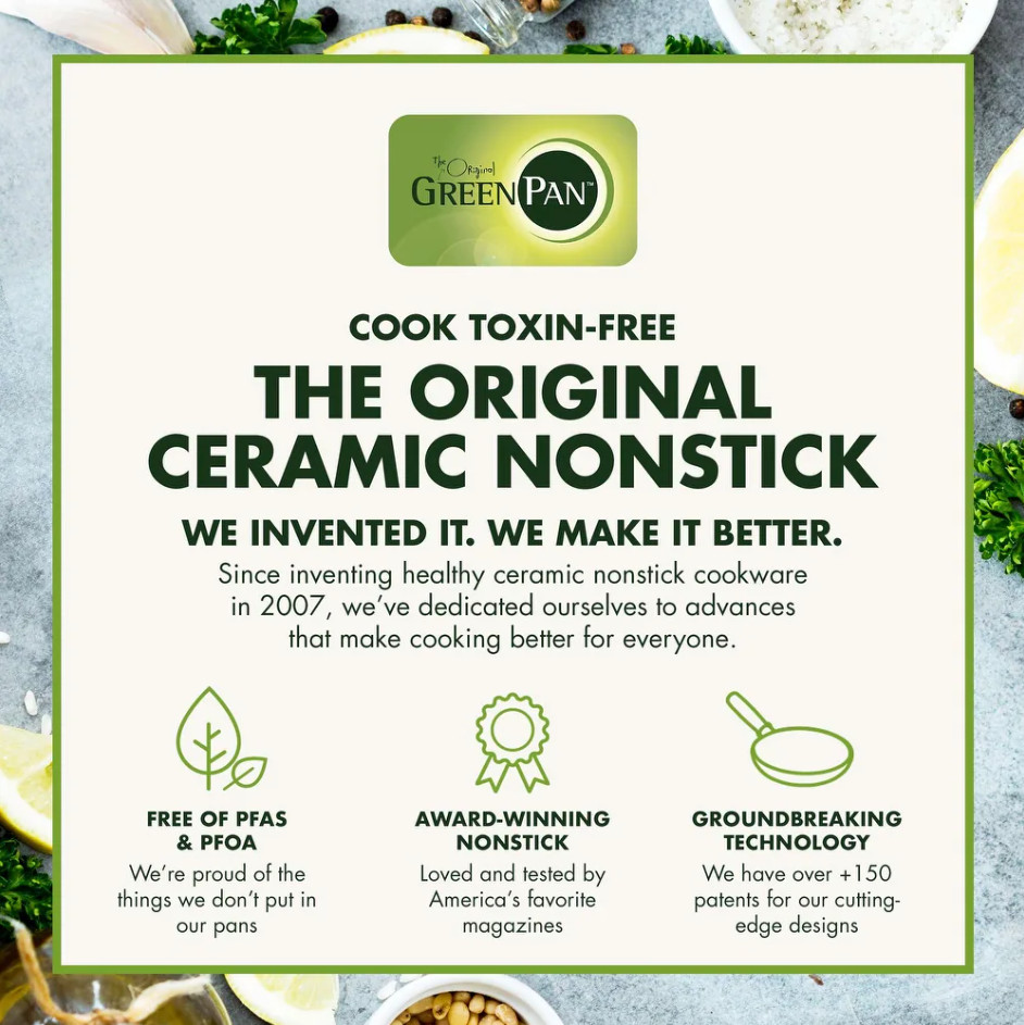 GreenPan Chatham 8″ & 10″ Ceramic Nonstick Fry Pan Set Hard Anodized Skillets