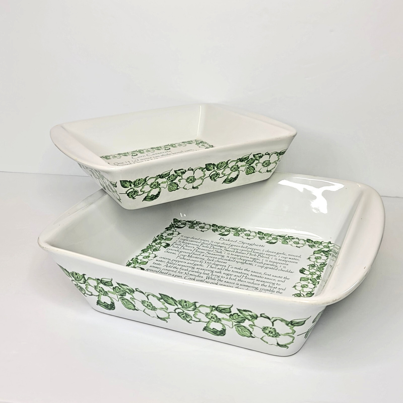 Paula Deen 1 & 2 Qt Baking Dish Casserole & Spaghetti Recipe Pan White Retired