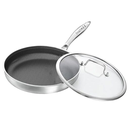 10 Inch Hybrid Nonstick Frying Pan with Lid, Tri-ply 10 Inch with Lid