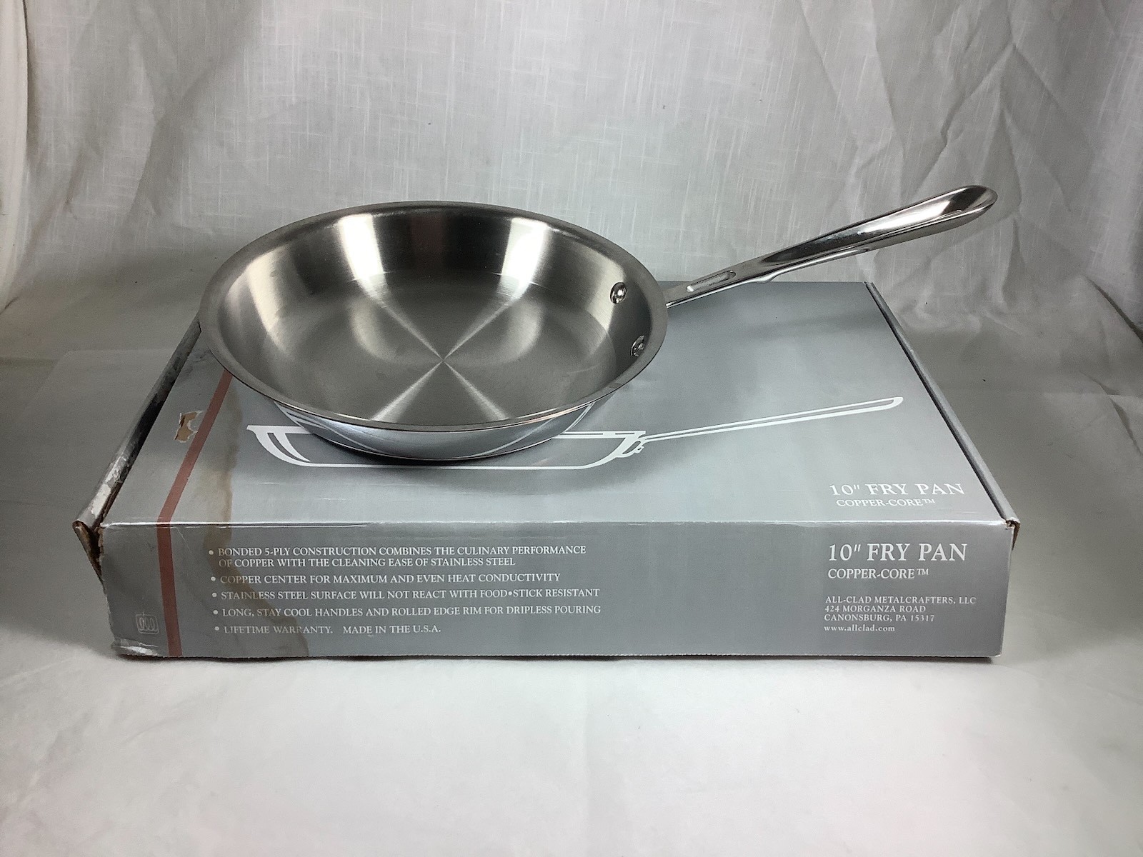 New All-Clad Copper Core Stainless Steel 10 Inch Fry Pan #61102 Made in USA