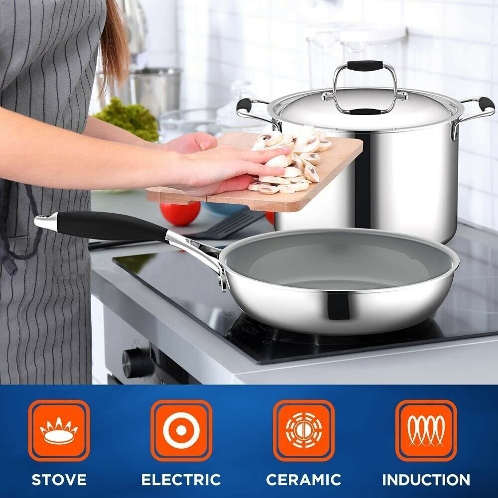 Nutrichef 12 Pcs. Kitchenware Pots & Pans Set-Prestige Ceramic Non-Stick Coating
