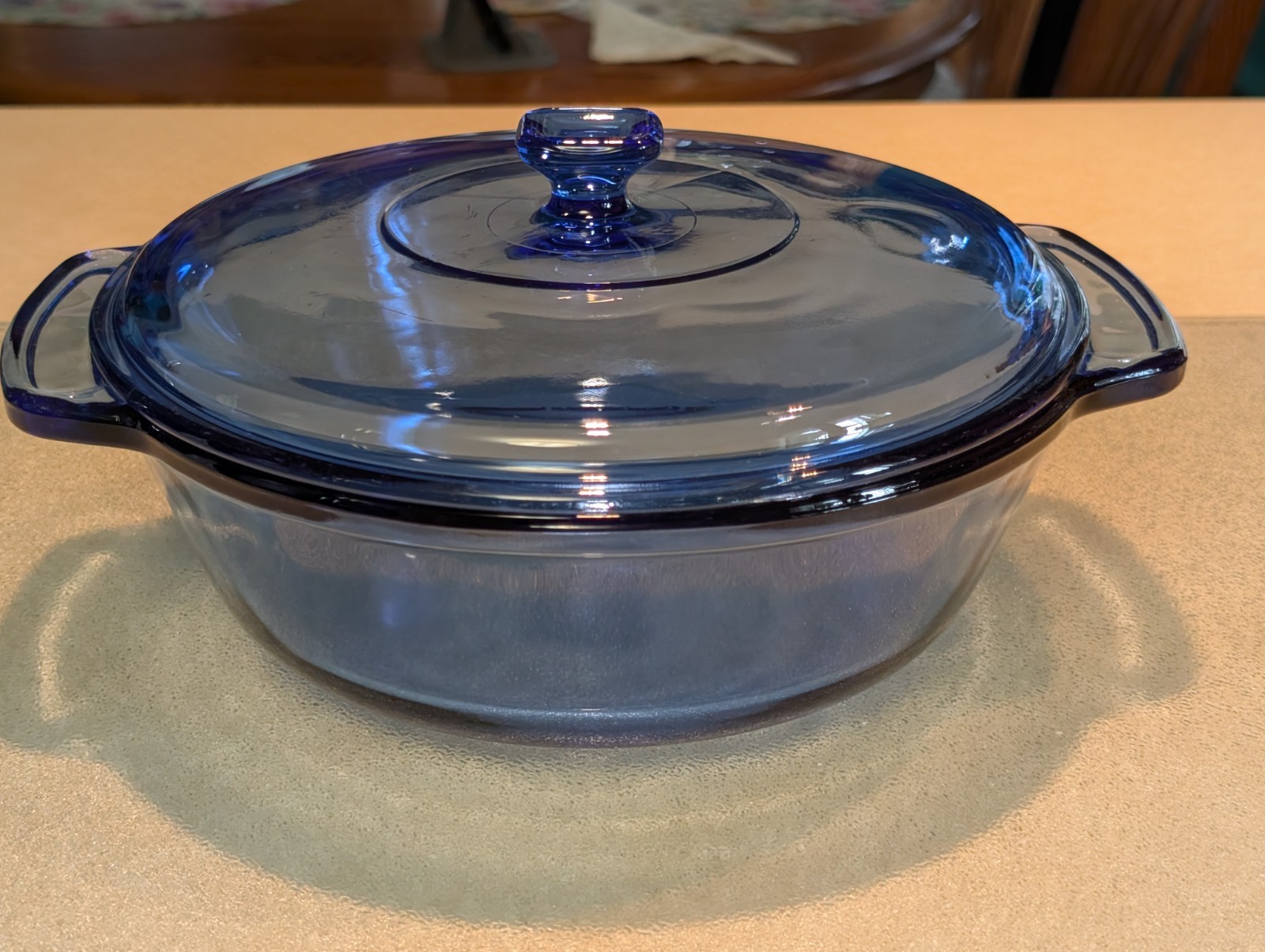 Anchor Hocking Ovenware Cobalt Blue Glass Casserole 9″ 2 Qt w Lid Bake Ware