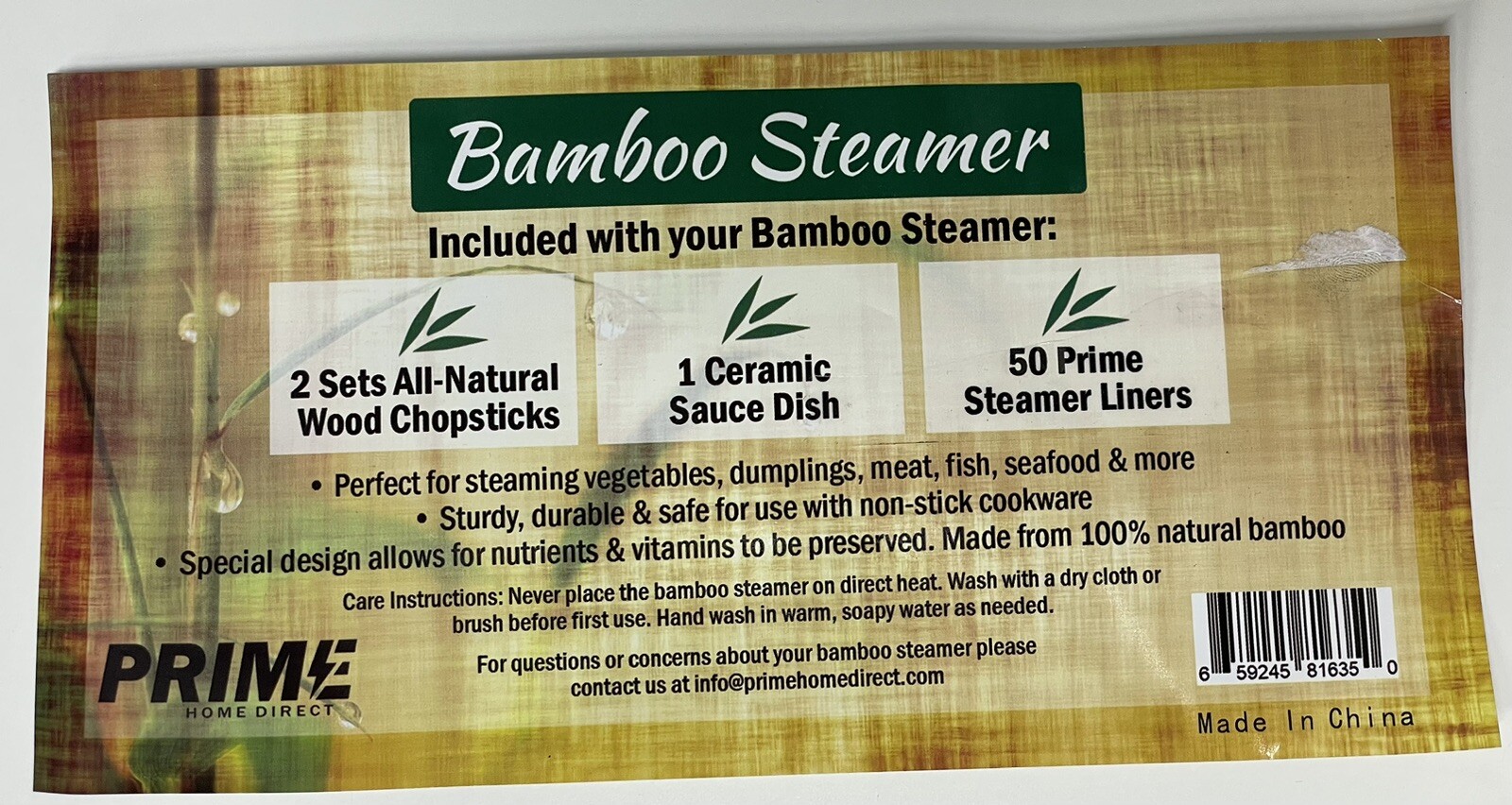 NEW 11 3/4″ Bamboo Steamer, with Chopsticks, 50 Steamer Liners, and Ceramic Dish
