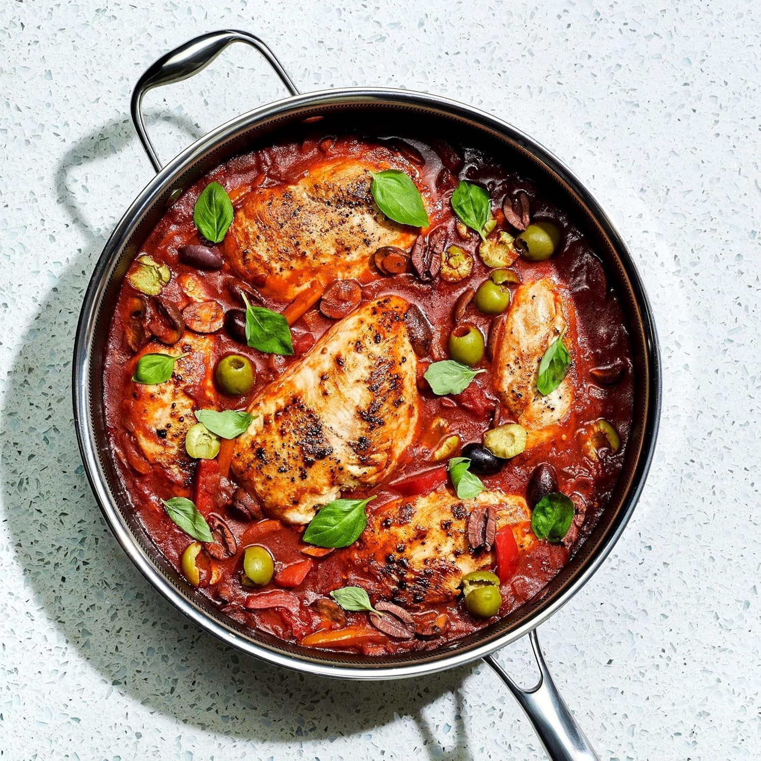 Nonstick Deep Sauté Pan 5.5 Quart with Glass Lid Induction Safe Dishwasher Safe