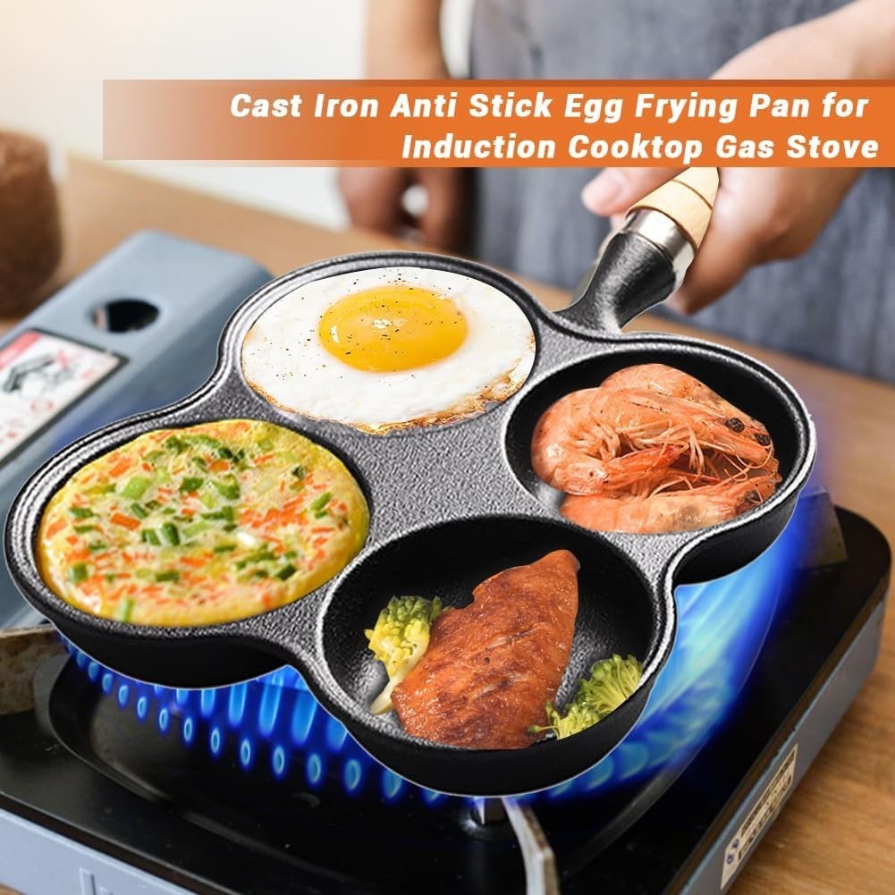4 Cup Eggs Pan Diameter 8cm Depth 2.2cm Cast Iron Fried Egg Pan Pancake Pan