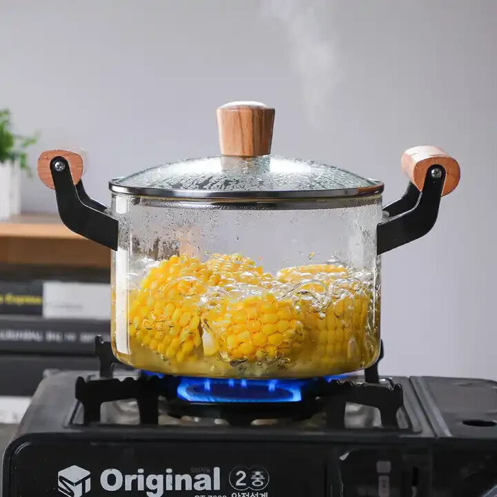 High Borosilicate Heat Resistant Glass Cooking Pot Non Stick Great For Gift