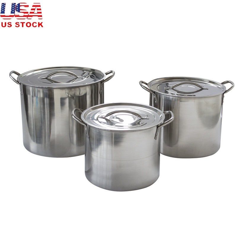 6 Piece Stainless Steel Stock Pot Set Soups Stews Dishwasher Safe Cookware New