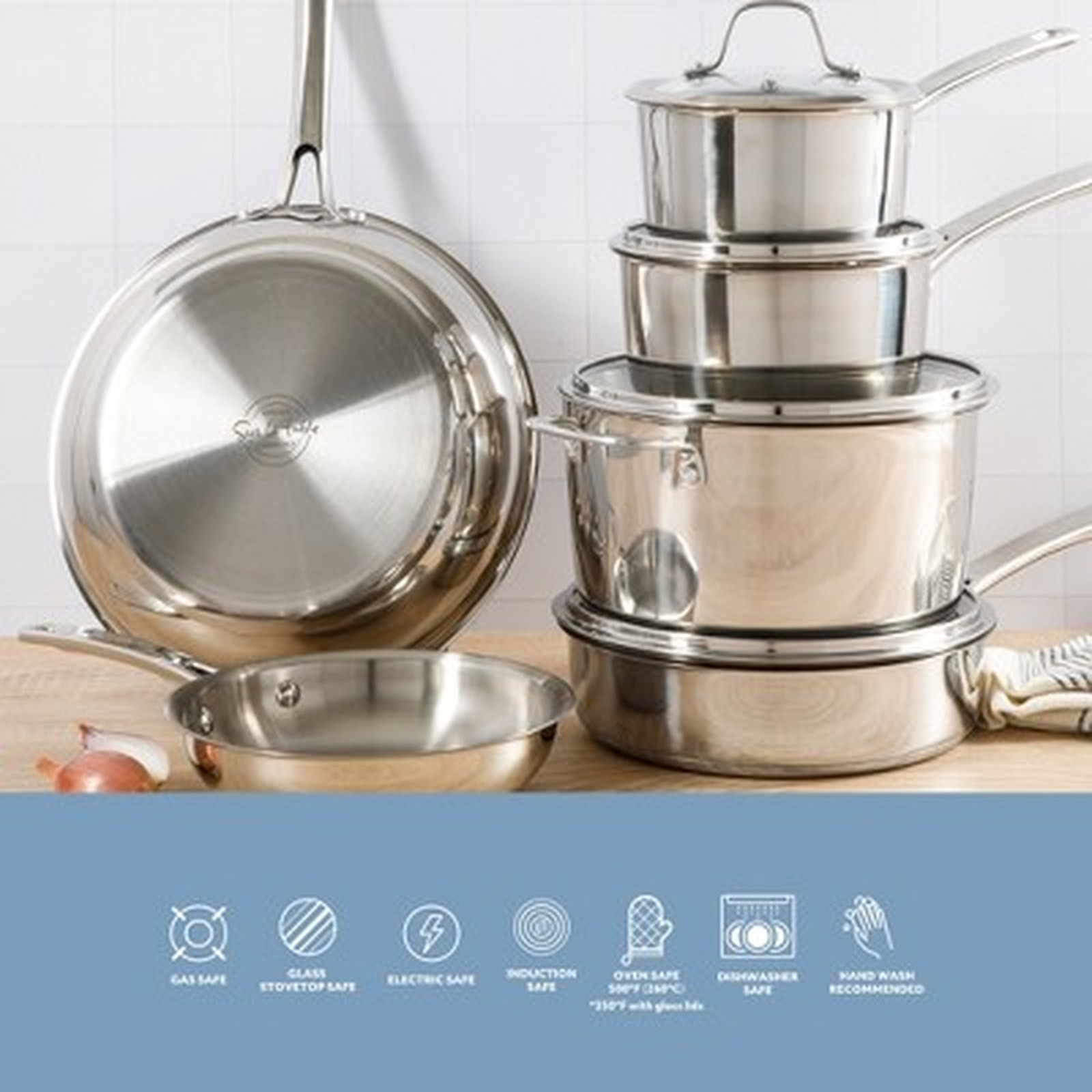 Sur La Table 10 Piece Stainless Steel Pots and Pans Cookware Set