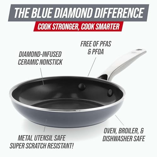 Blue Diamond Frying Pan 8” Skillet, 8″ Gray