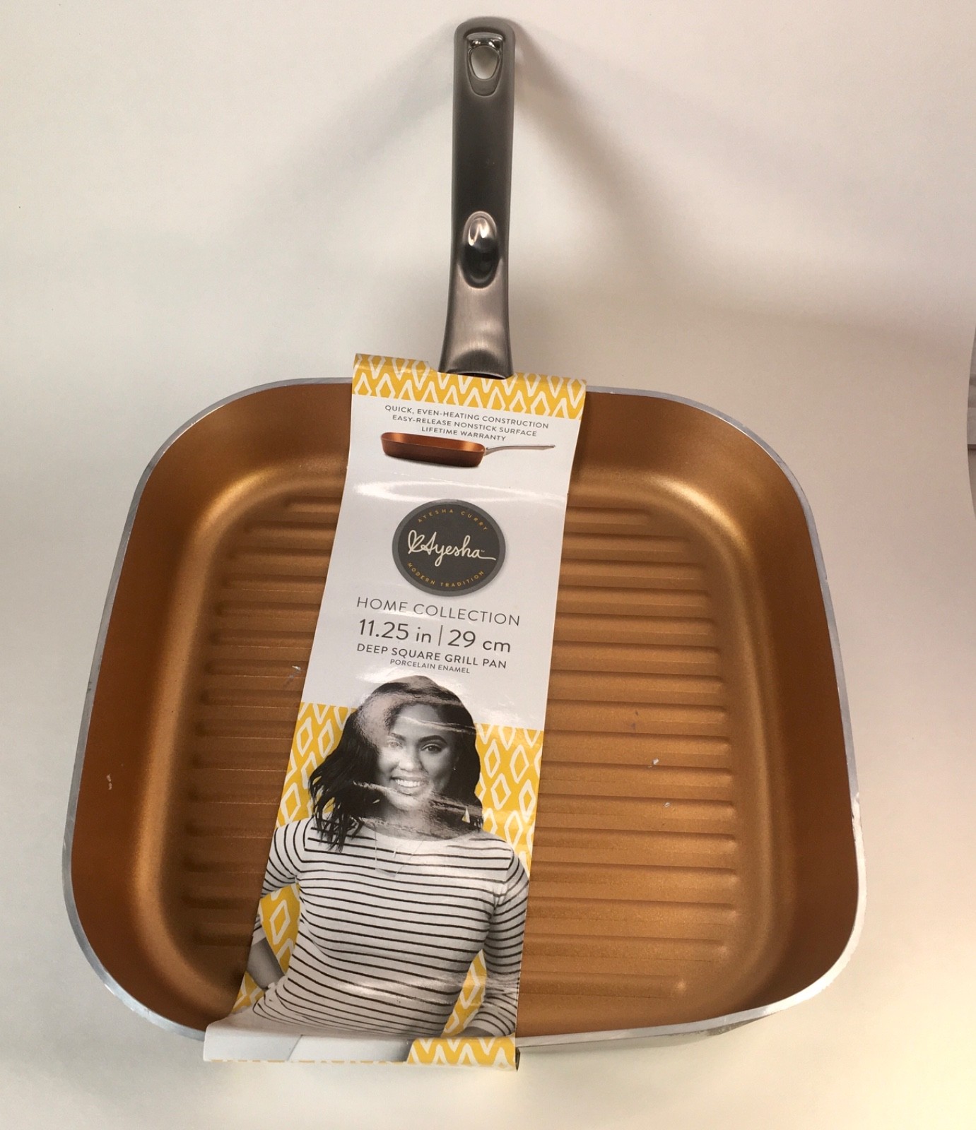 NEW Ayesha Curry 11.25” Square Grill Pan Porcelain Enamel Nonstick READ