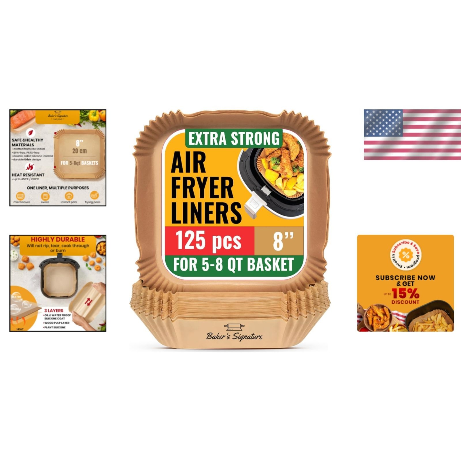 Air Fryer Parchment Liners 125 Pack Disposable Non Stick