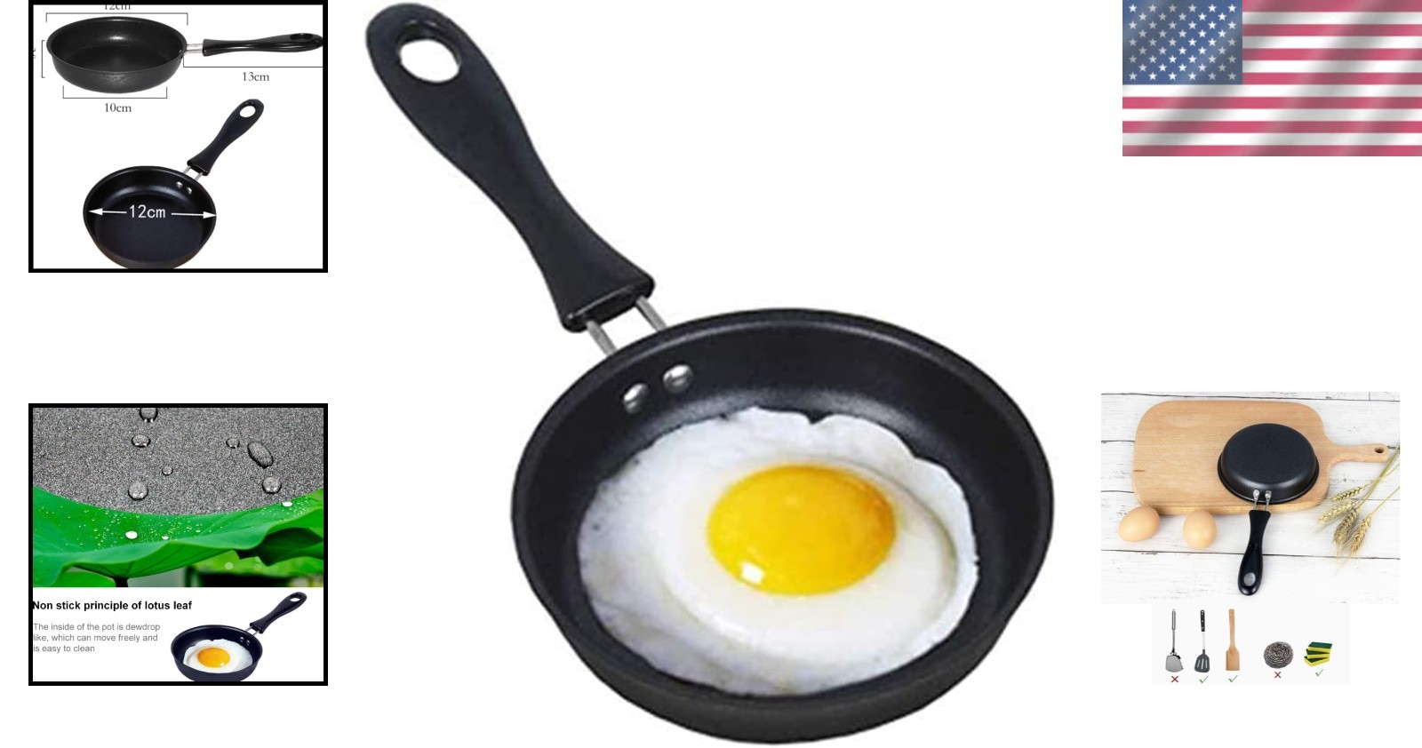 Portable Non-Stick Frying Pan – 4.7 Inch Cast Iron Egg Skillet for Quick Meals