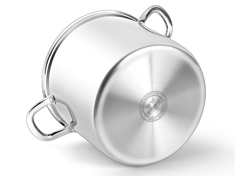 12QT Large Stainless Steel Stock Pot with Lid, Tri-ply Cooking Soup Stockpot