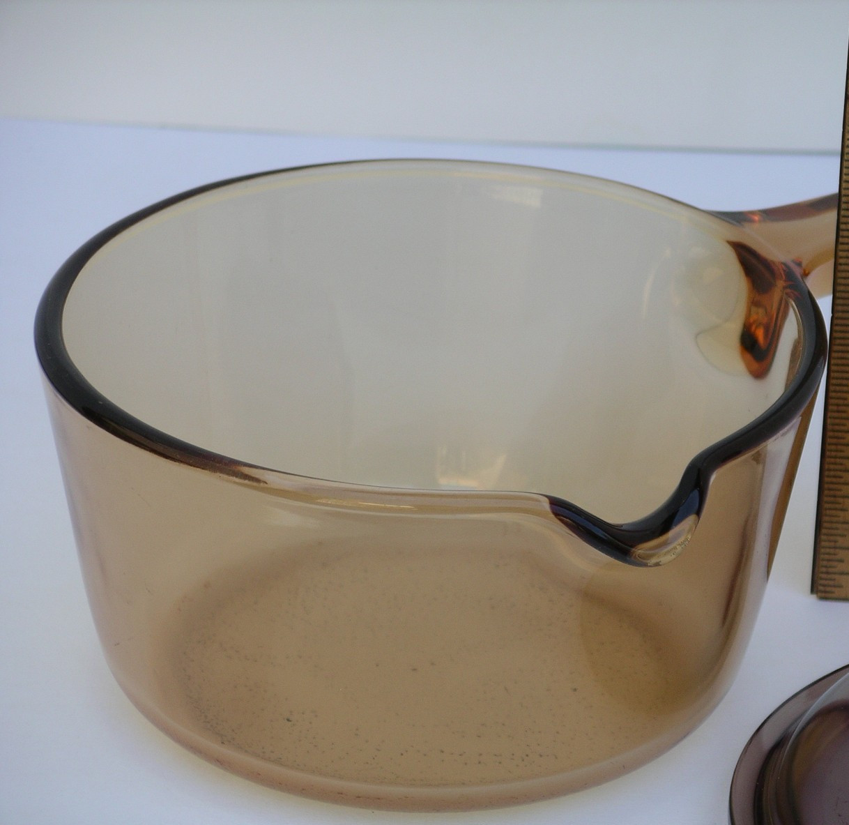 Corning Visions Amber 1 L Sauce Pan Pyrex Glass Cookware -NO TEFLON pour spout