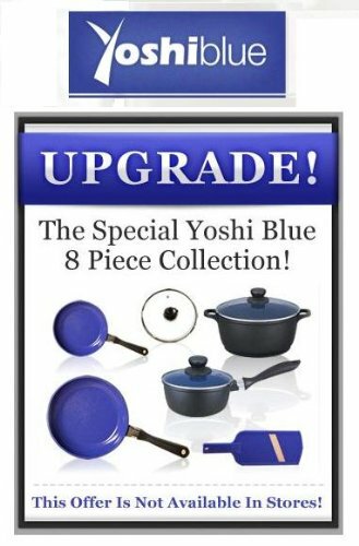 Yoshi Blue Diamond infused Ceramic Non-Stick Cookware 8 pc. Set – As Seen on TV