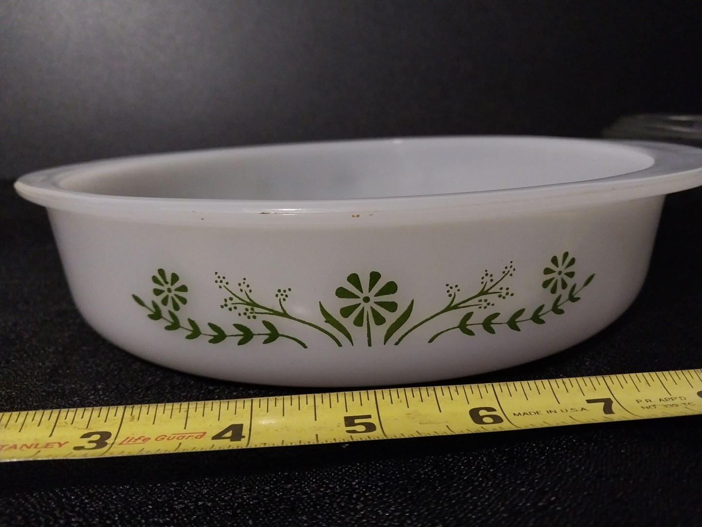Vintage Glasbake Green Daisy 8″ J2429 Baking Dish USA