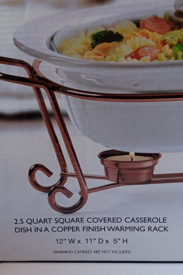 Circleware Kitchen Buffet 2.5 Quart Covered Casserole Dish w/ Warming Rack NIB