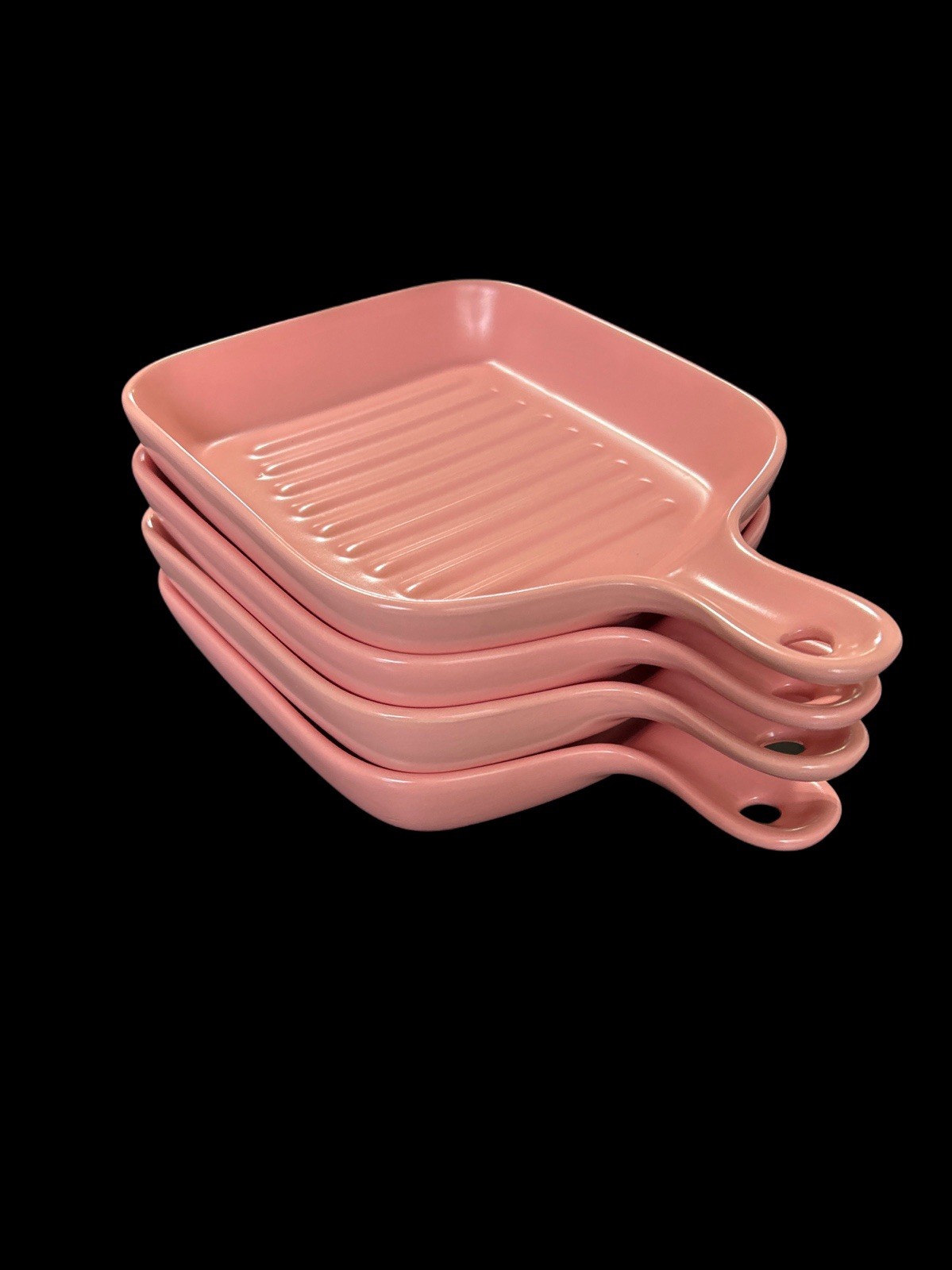 Square Griddle Pan W Handle Lot Oven & Microwave Safe Serve Ware Set Pink 4 New