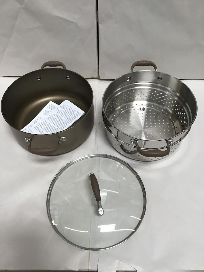 Anolon Umber Dutch Oven with Steamer Insert and Lid, 3 Piece, Light Brown