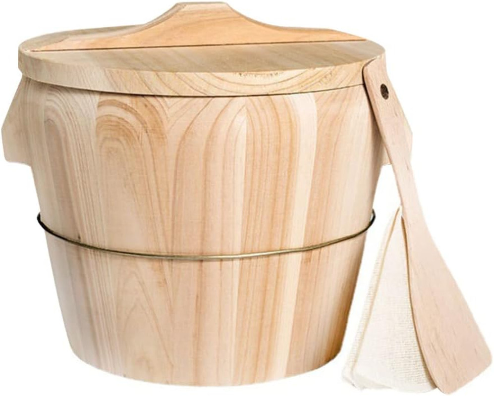 Wooden Rice Steamer Bucket 8.26X6.49X6.49 Inch Natural Chinese Material Handmade