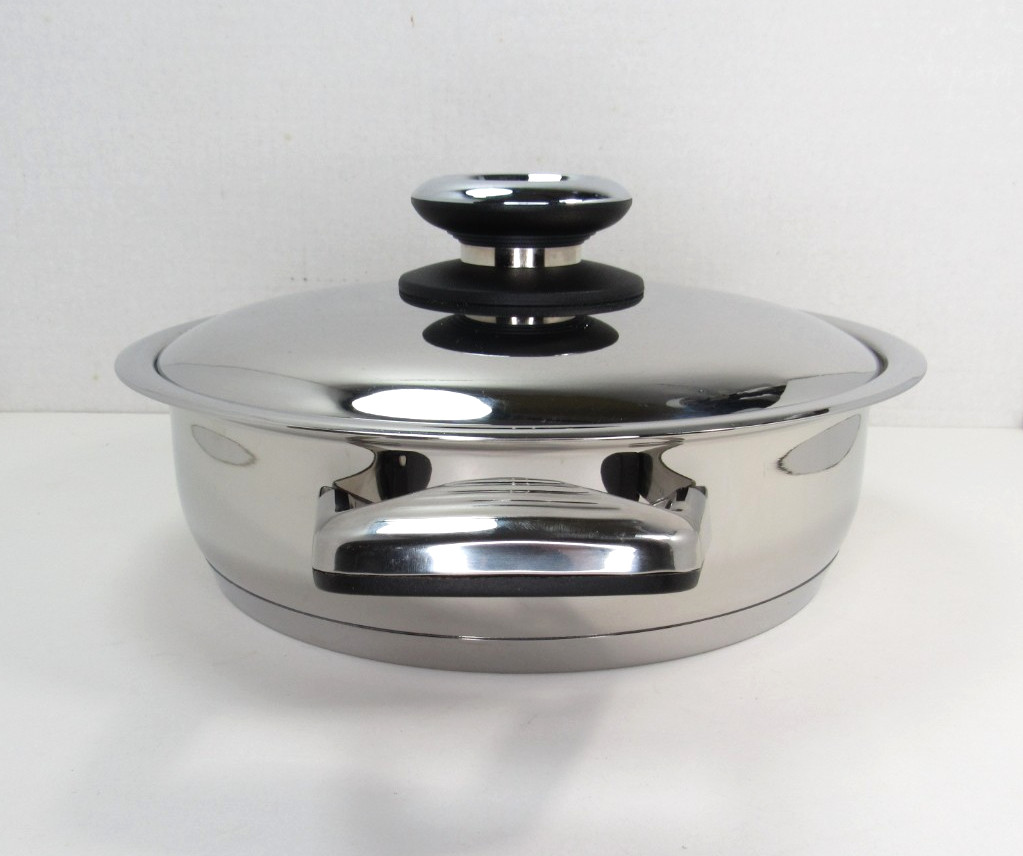Platinum Professional Cookware Large Skillet Sauté Pan Titanium T304S + Lid
