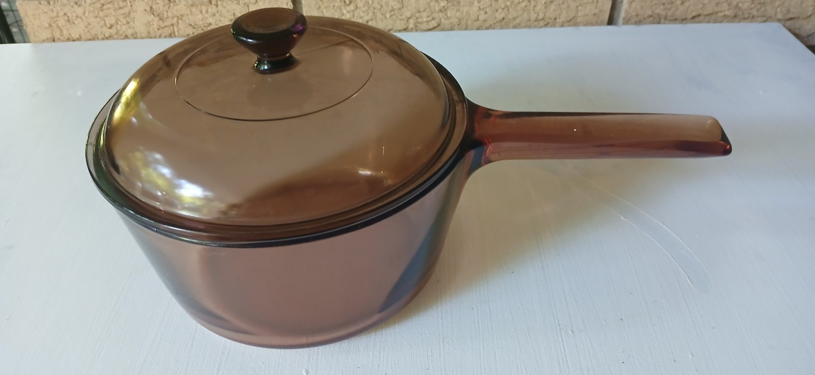 Vision Corning Ware Cranberry Glass 1.5 L Sauce Pan/Pot &Pyrex Lid