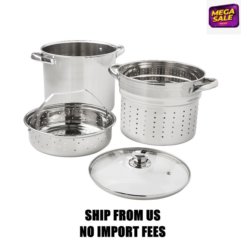 Mainstays 4-Piece Stainless Steel 8 qt Cooker Multipot Set