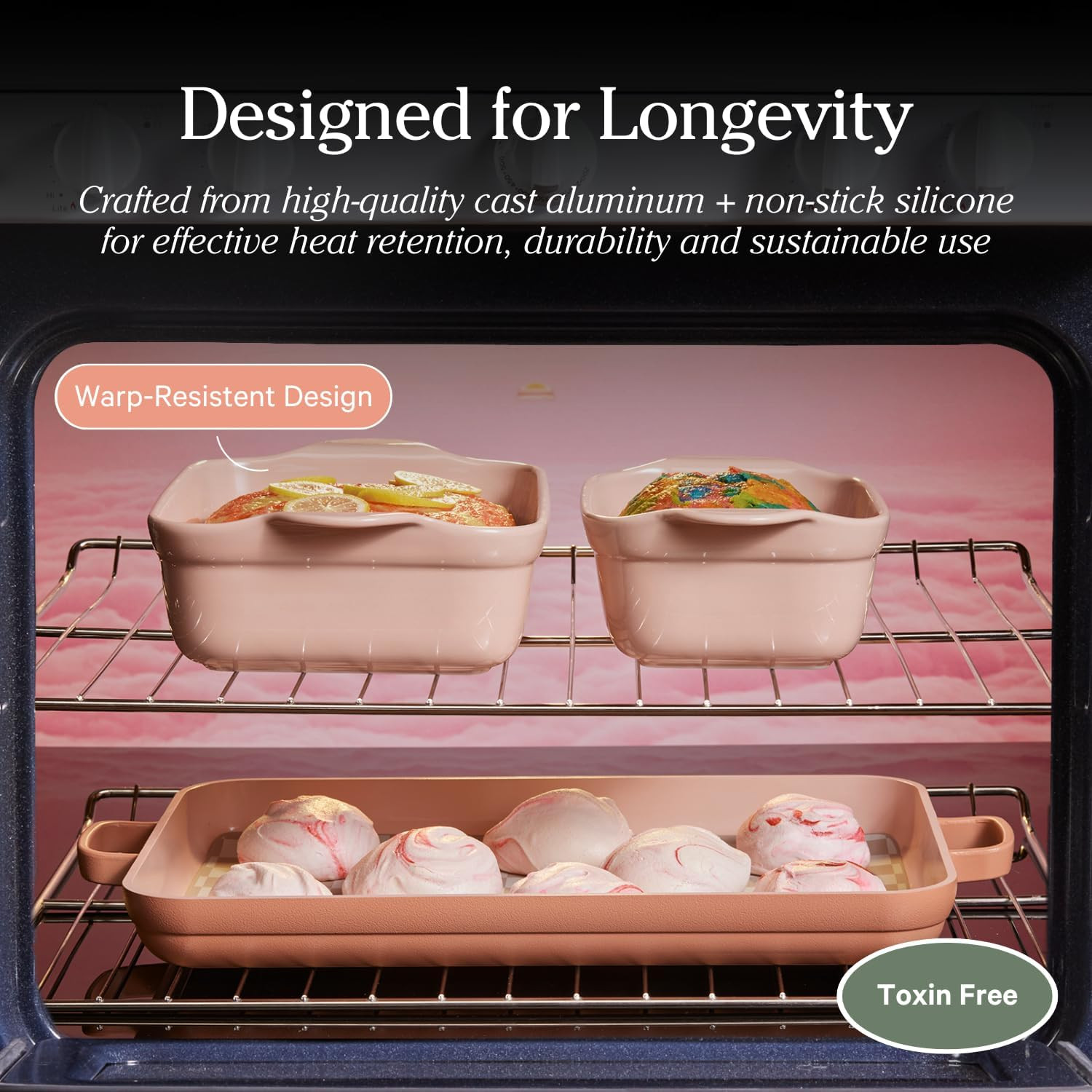 5-Piece Nonstick Bakeware Set – Oven Safe, Toxin-Free, Space-Saving Design